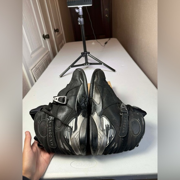 Size 12 - Air Jordan 8 Retro 2015 Chrome Black Grey Suede (305381-003) - Picture 7 of 16